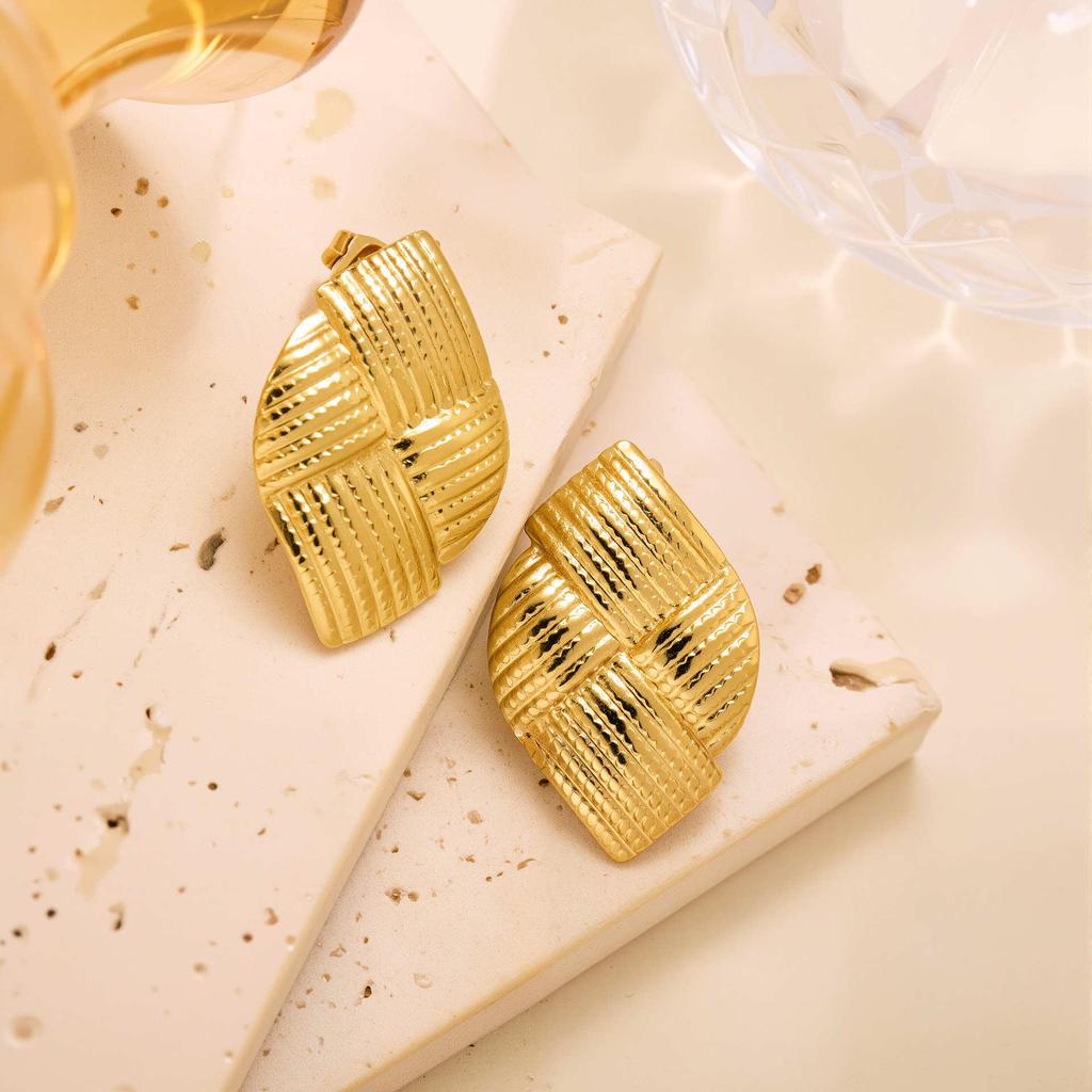 Geometric Irregular 18k Gold Titanium Steel Earrings for Women