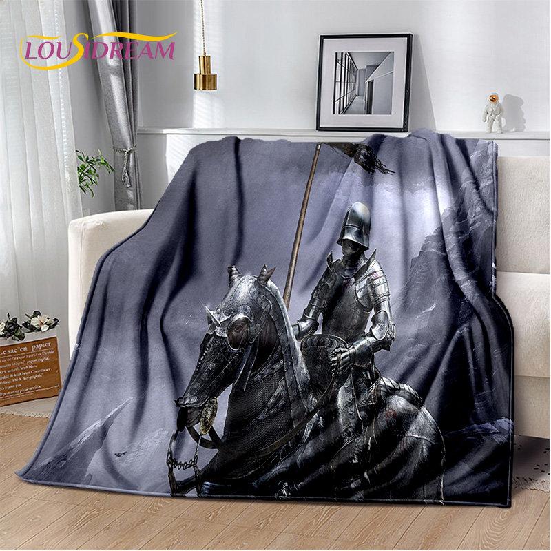 Cavalier Knight Templier Crusaders Joc pătură moale de pluș, pătură de flanel pătură pentru sufragerie dormitor pat canapea picnic