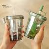 Insulated Style Water Bottle for School Drinking Straw Cup, Portable Leak-proof PC Bottle, Durable Reusable Cup Milk Tea Anti-fall Students And Office