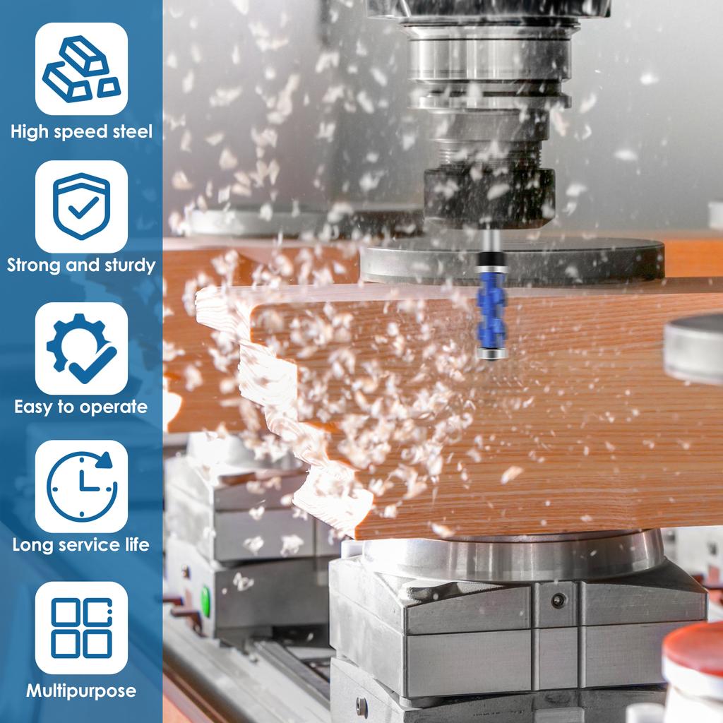 1/2 Zoll Schaft Fräser, Bündigfräser Hochgeschwindigkeitsstahl Doppellager Spiral Trimmwerkzeug Holzbearbeitung CNC Router
