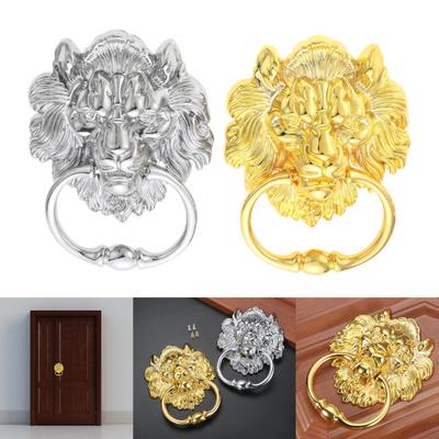 DRELD 155mm Big Lion Head Drop Ring Furniture Handle Bright Chrome Wood Chair Sofa Door Pull Handle Knob Retro Style Silver Gold
