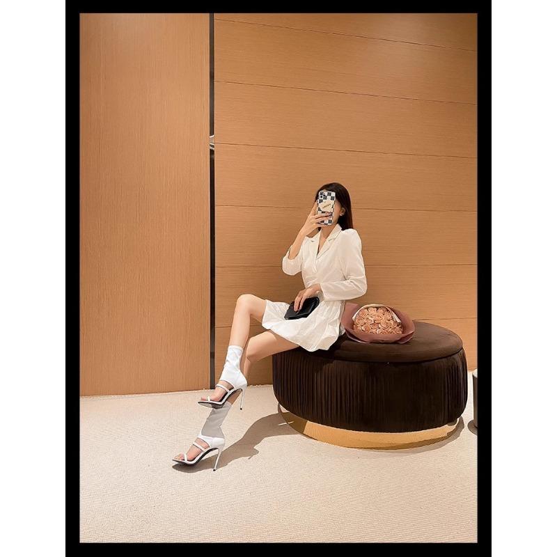 High-top Round Head Fine Heeled Cool Boots Exposed Toe Large Size Outside Wear High Heels Female