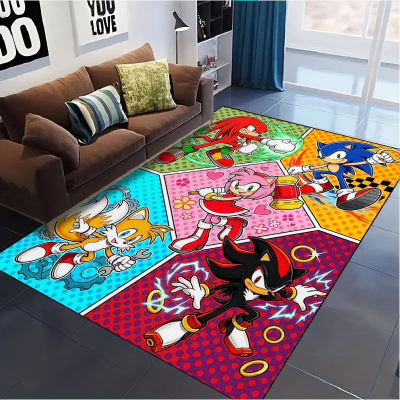 Blue Hedgehog Carpet Rug for Living Room Bedroom Home Sofa Decoration,Kids Play Non-slip Floor Mat
