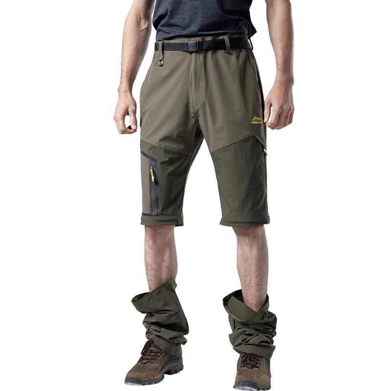 

Укороченные брюки Ice Silk, мужские свободные летние повседневные брюки, разрозненные спортивные быстросохнущие брюки большого размера, которые можно снять и сделать тонкими XXL зелёный