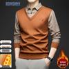 Men's Autumn/Winter Fleece-Lined Mock Collar T-Shirt