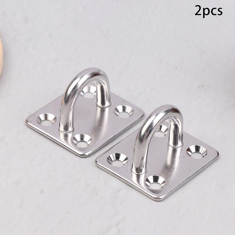 2Pcs Universal Square Eye Plate With Round Ring Stainless Steel Ship Bolt Seat Fixing Buckle Marine Sunshade Sail Accessories