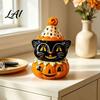 Vassoio a Gradini Decorazione Autunnale Gatto Nero Halloween Statuina Zucca Carina Spaventosa su Resistente Tavolo da Festa Decorazione Statua in Resina per Scaffale di Casa Camino