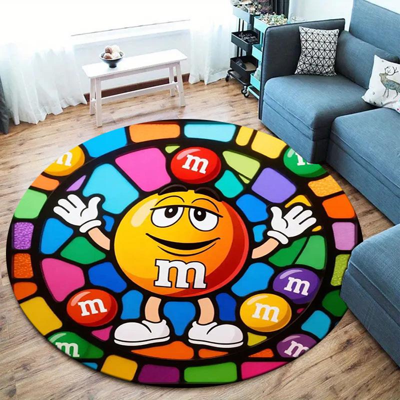M&M's Round Area Rug,Carpet Rug for Living Room Bedroom Sofa Playroom Decor,Non-slip Floor Mat