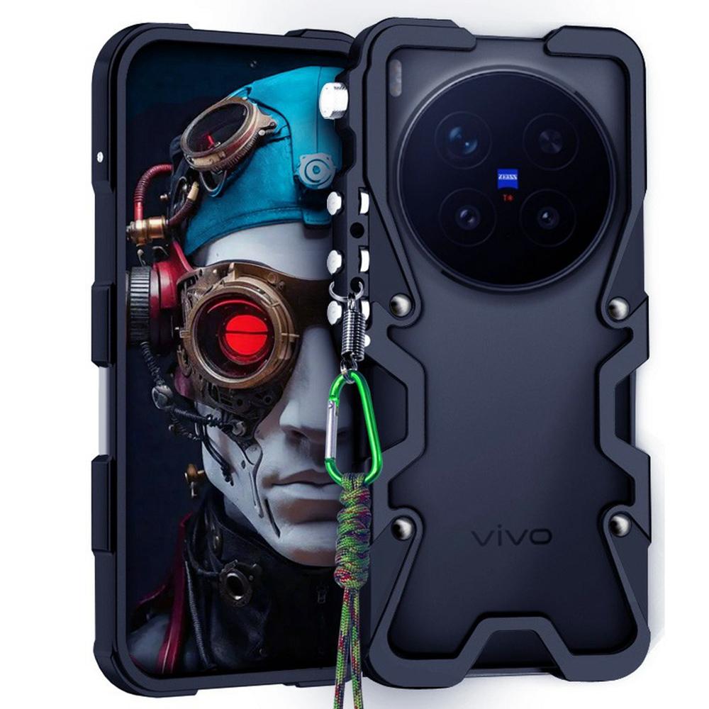 Pro vivo X300 Pro 5G Ochranné pouzdro Bumper ze slitiny hliníku Kovový kryt telefonu s popruhem