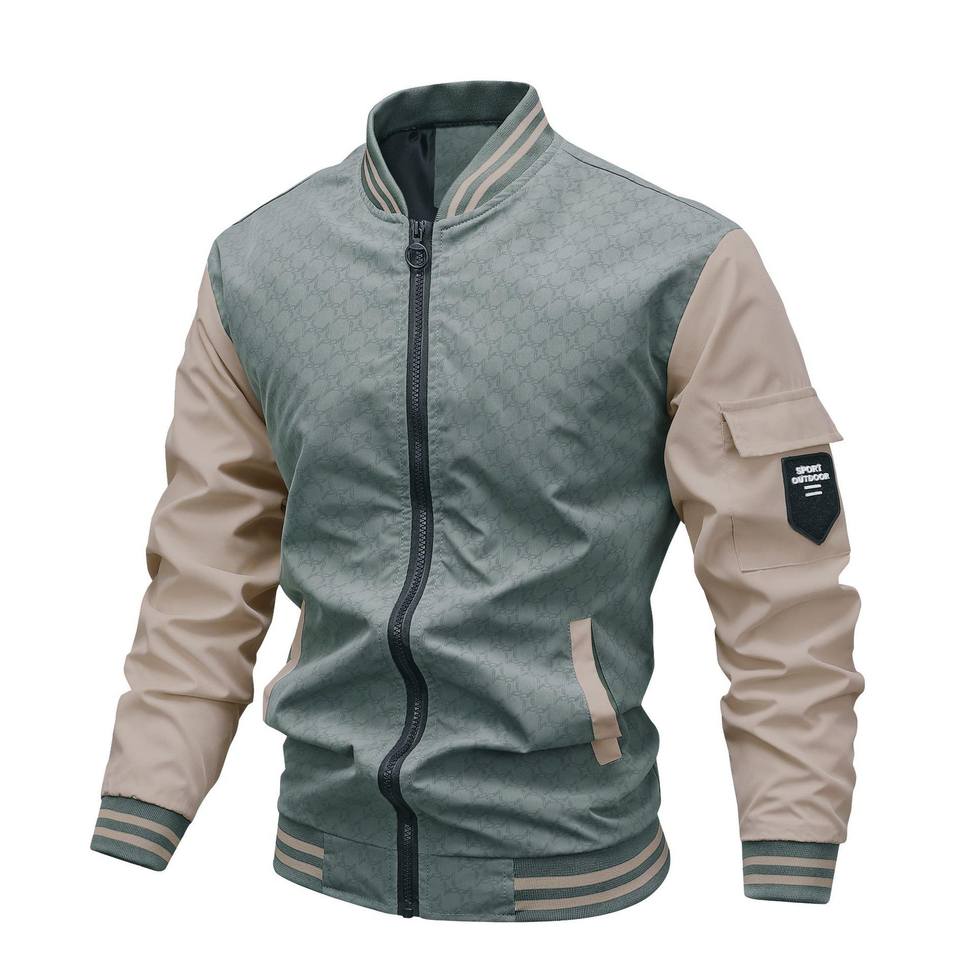 

Spring and Autumn Jacket Men s Color-blocking Jacket Baseball Collar Work Jacket Men s Slim Casual 5XL