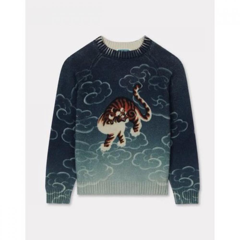 Kenzo Kids Junior 14age Galaxy Crowd Tiger Knit Sweater 25fw Z256afk121 navy/14Age_164CM