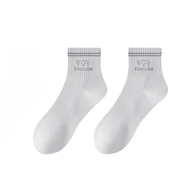 5 Pairs of Women's Spring and Summer Pure Cotton Deodorant Breathable Mesh Student Sports Tube Socks
