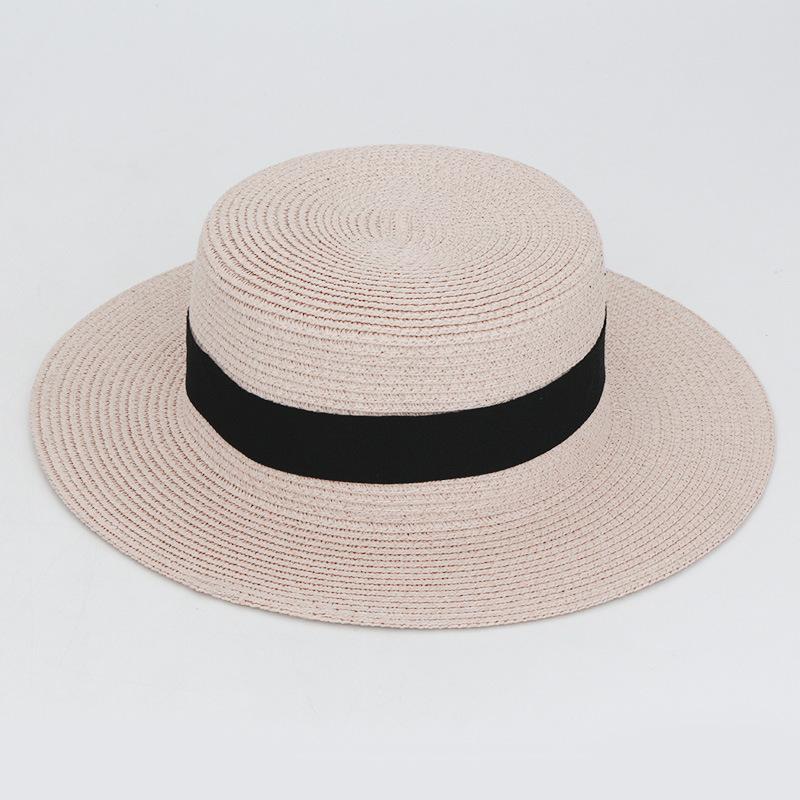 20 Color Square Buckle Round Straw Hat Summer Travel Sunshade Breathable Cap