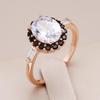Geometric White Match Black Zircon Women Rings Gothic Party Jewelry Statement Rings Accessories