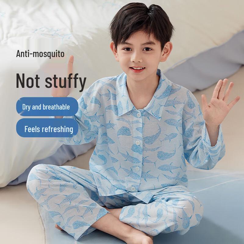 ZISEHY Boys  Lyocell Blend Long Sleeve Pajamas L