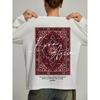 Trendy 2025 Spring Mid-Length Retro Print Cotton Long-Sleeve T-Shirt