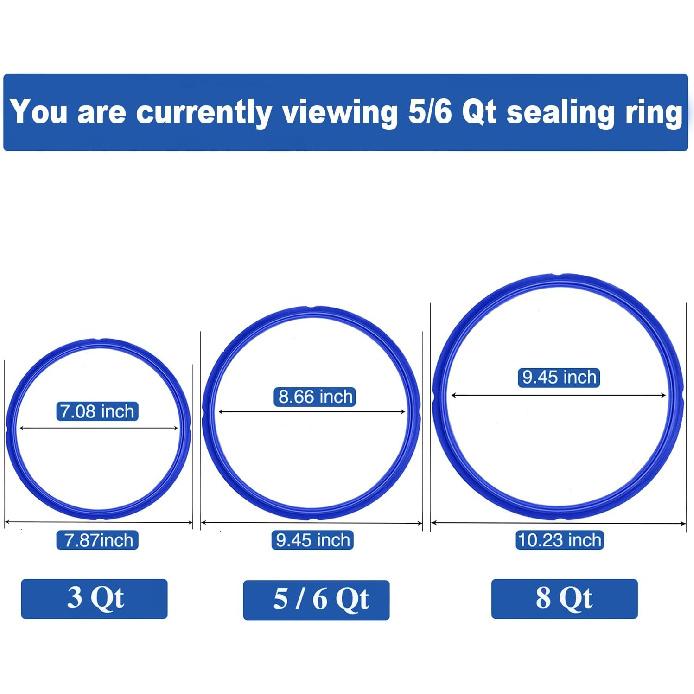 3 Pack Sealing Ring 6 Qt for tant Pot Sealing Rings Replacement for 5/6Qt tant Pot Seal, With 3 Float Valve Caps, Food-grade Silicone tapot Gasket