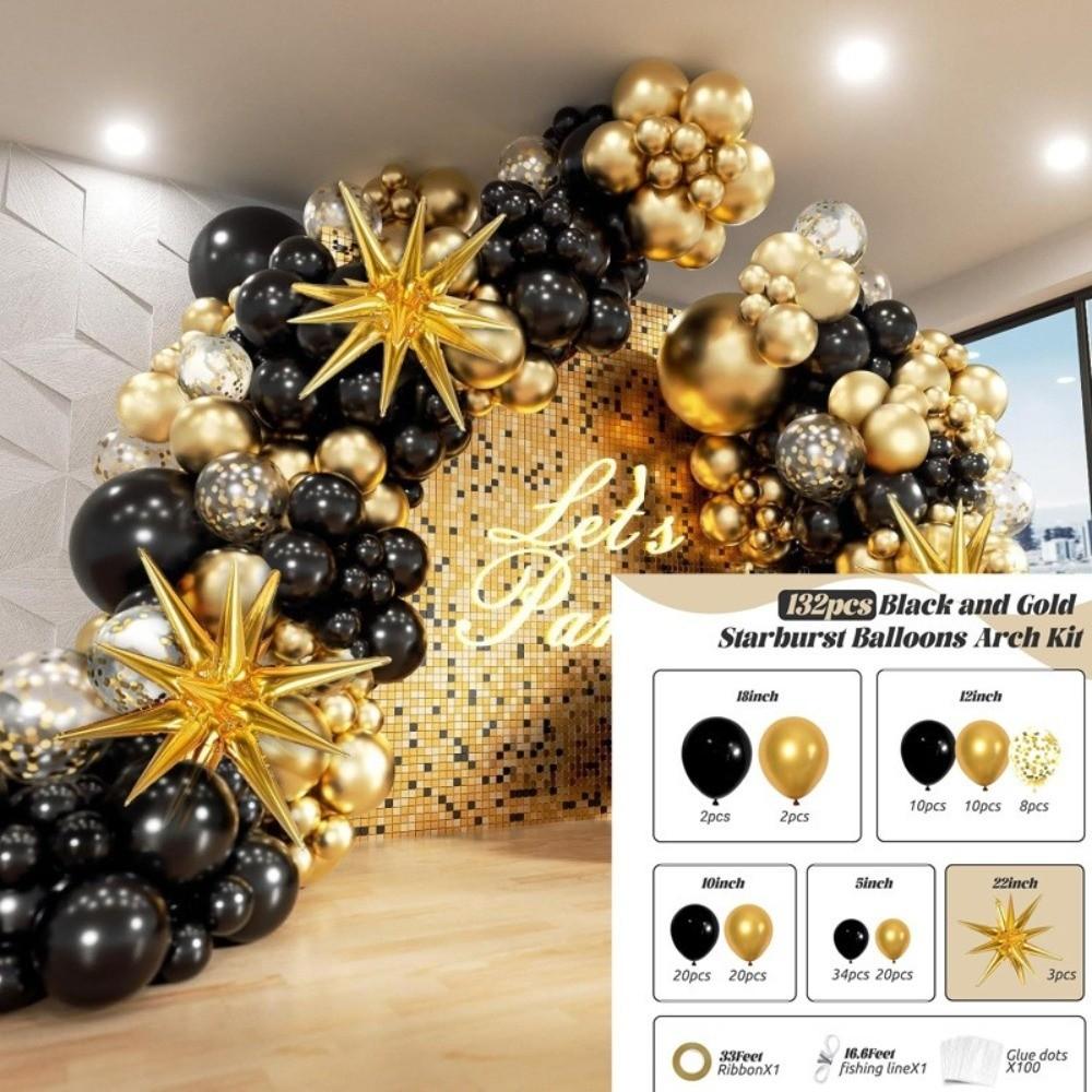 120 Pcs Birthday Balloon Garland Arch Kit Graduation Photo Props Party Decor Accessorries Venue Setup Latex Balloon Disco