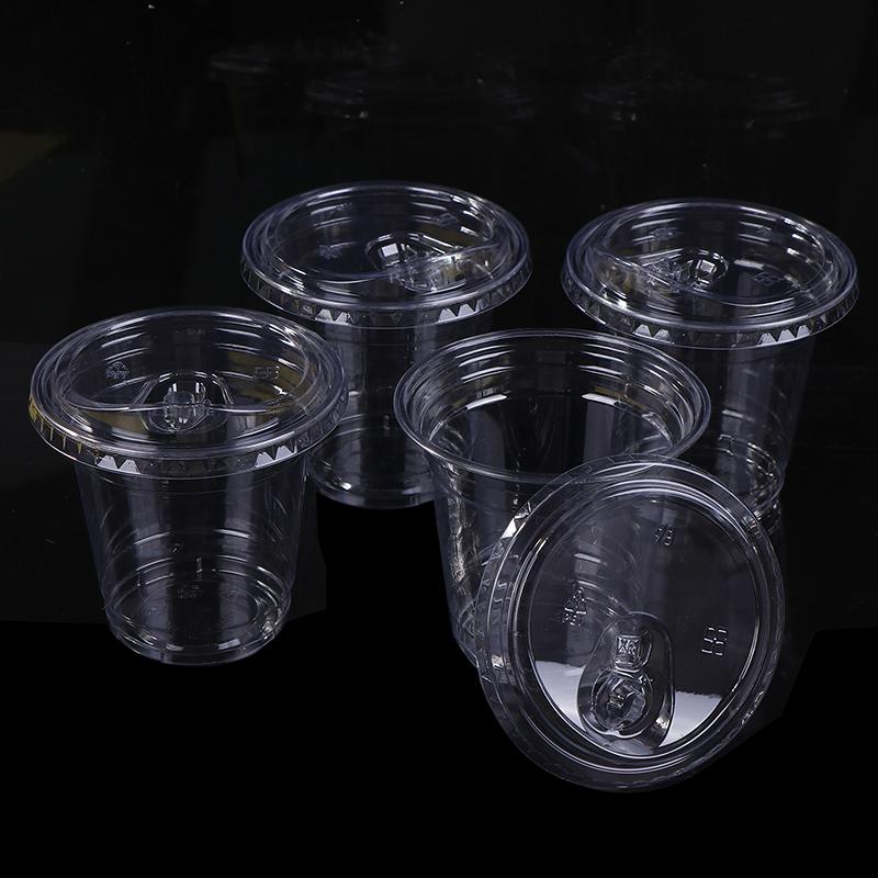 10 Pezzi 360/400/500ml Bicchieri di Plastica Trasparenti Monouso con Coperchio per Bere Direttamente Contenitore per Caffè Freddo Tè Bevande Fredde Frullati