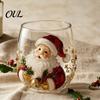 Accessori Cucina Tema Natale Vetro Artistico Tazza con Cucchiaino, Classico Babbo Natale Renna Pupazzo di Neve Bicchieri per Feste Design Tumbler, Bicchieri