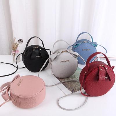Spring Women's Cute Round Crossbody Handbag and Makeup Bag
