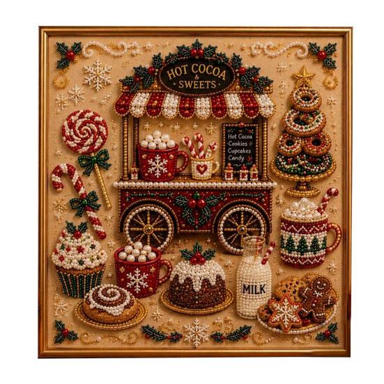 Kit per Creare Decorazioni da Parete Kit Artistico con Perle Finte di Natale, 20x20cm Pittura Natalizia Fai da Te Progetto di Artigianato Multidimensionale Diamanti 3D Scintillanti per Adulti, Festivo