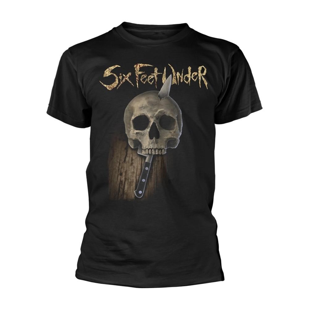 SIX FEET UNDER - KNIFE SKULL BLACK T-Shirt, Front & Back Print Medium XXXL