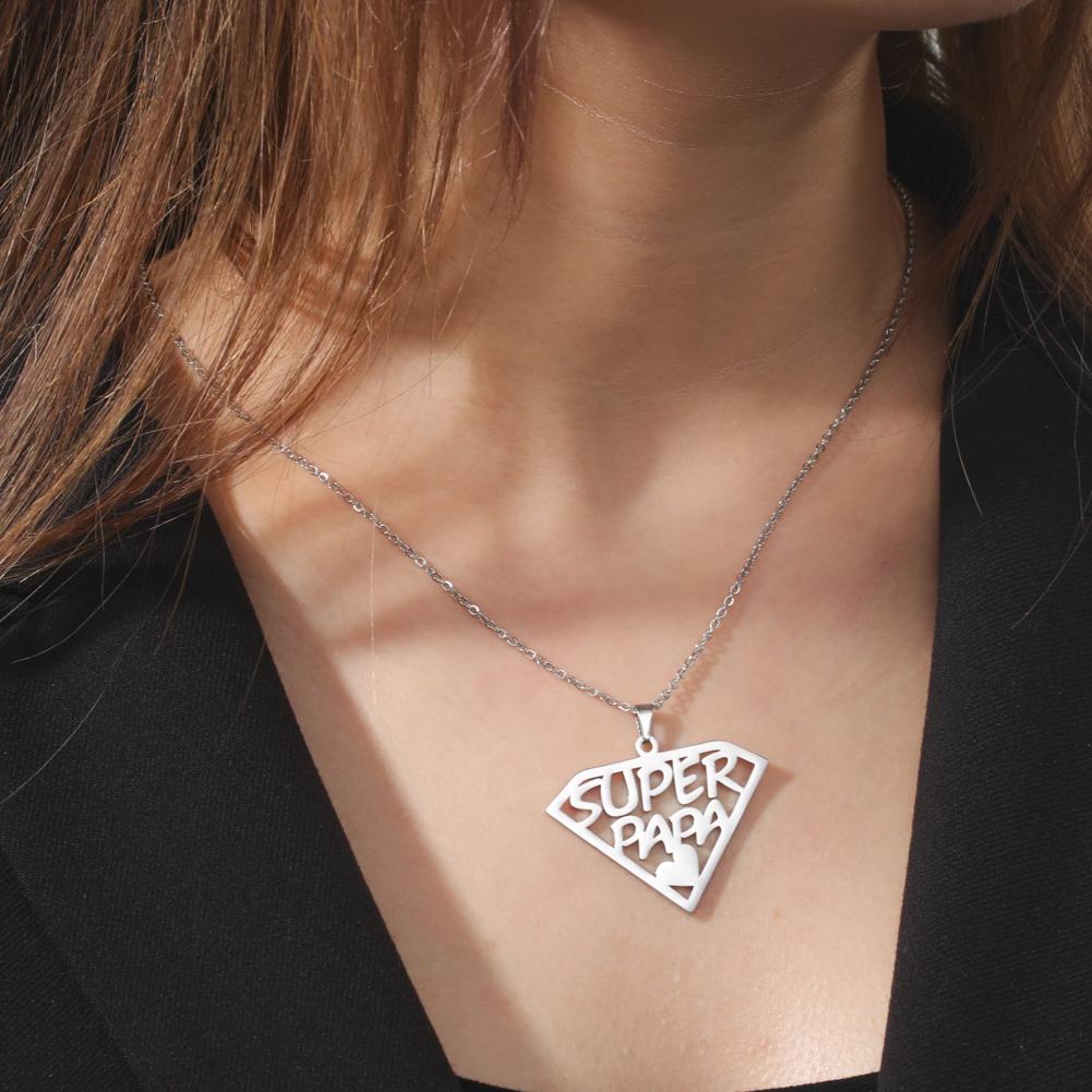 Cazador Super Papa Mama Pendant Necklace for Men Dad Woman Stainless Steel Jewelry Mother Father's Day Gifts Wholesale 2025 New