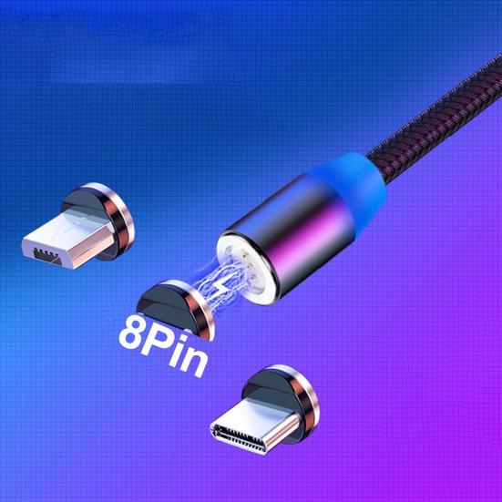 3A magnetisches USB-Kabel, schnelles Aufladen, Typ-C-Micro-USB-Rundkabel für Mobiltelefone