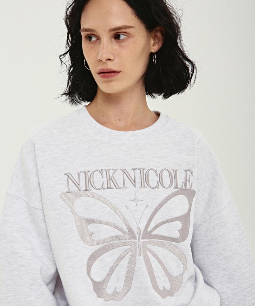 Nigaennikol Nicole Butterfly Quality Sweatshirt_Melange Silver