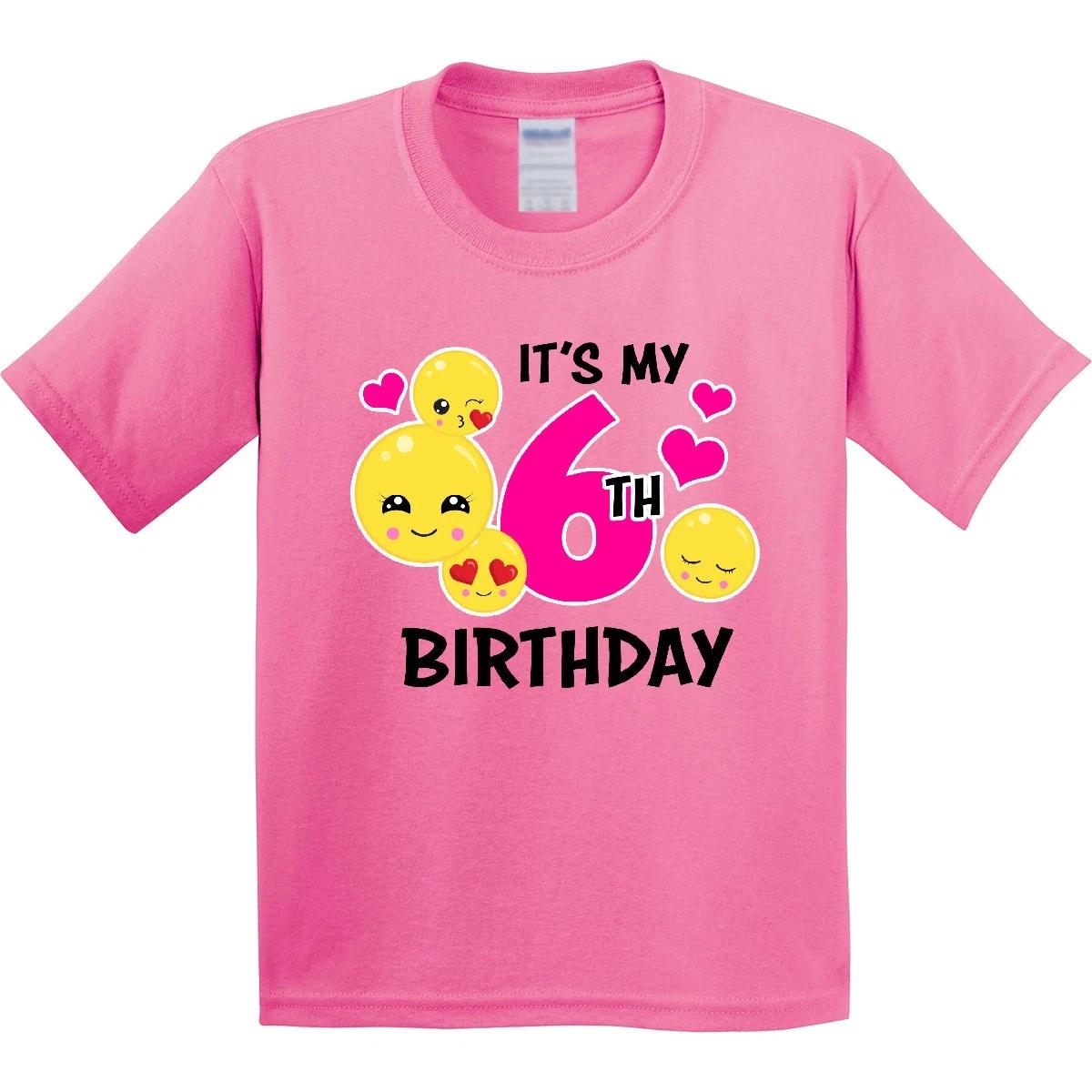 Inktastic Its My 6th Birthday With Smiling Emoticons Youth kids boys T-Shirt Birthdays Fun 150
