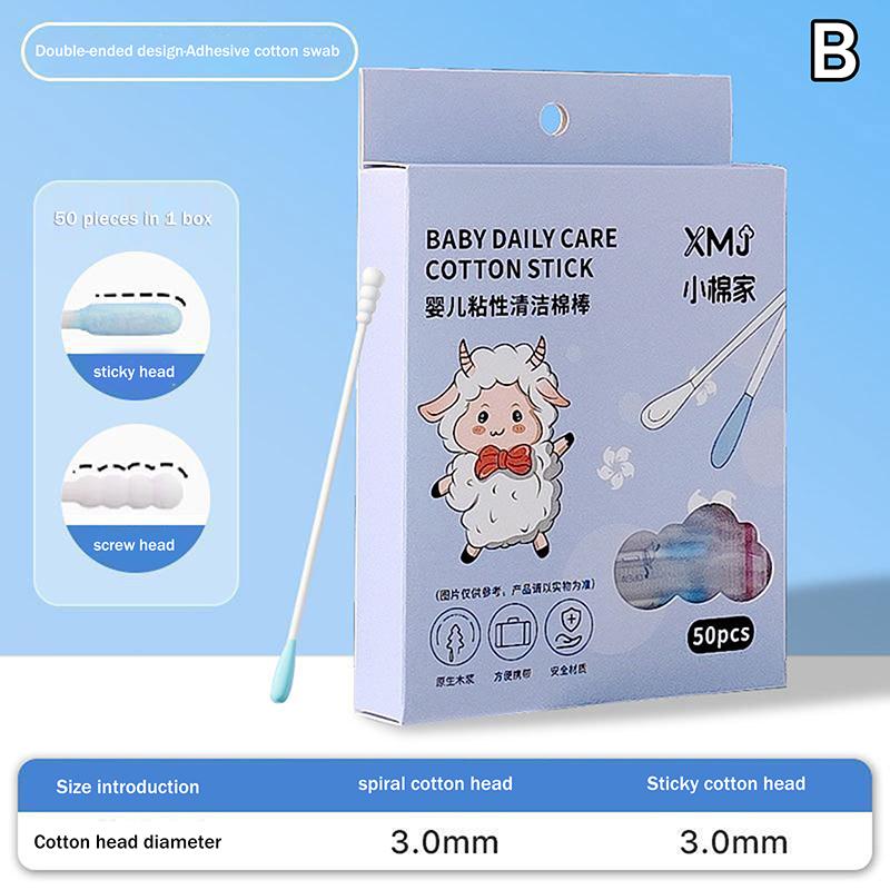 50/100 Pcs Sticky Ear Pick Adhesive Cotton Swab Ear Cleaning Reusable Sticky Ear Sticks Sticky Cotton Swab Ear Cleaning Tool