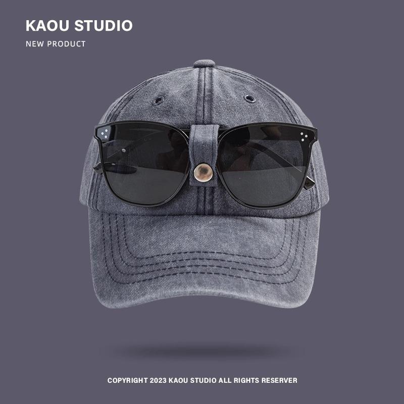 New Cat Ears Sunglasses Baseball Cap Y2K Cotton Washed Pilot Snapback Caps Gorras Women And Men Outdoor Sunshade Sun Hats Unisex