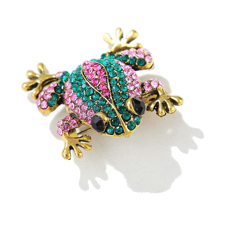 Fashion Retro Rhinestone Frog Brooches For Women Clothing Coat Jewelry Accessries Gifts