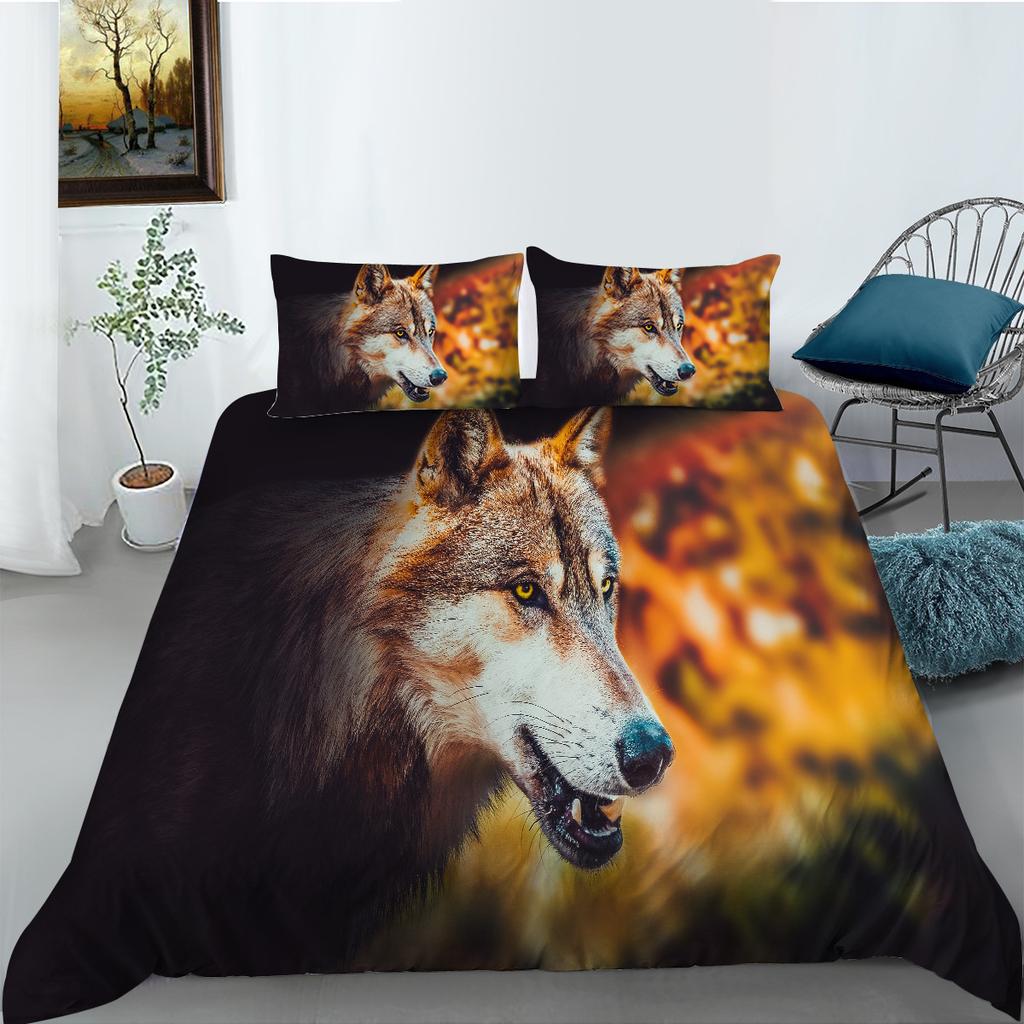 Shopify Bettwäsche Zwei- oder Dreiteilig Digitaldruck Polyester Wolfsserie