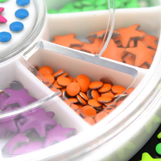 Mixed Color Flat Back Star & Half Round DIY Nail Art Tips Decoration Wheel