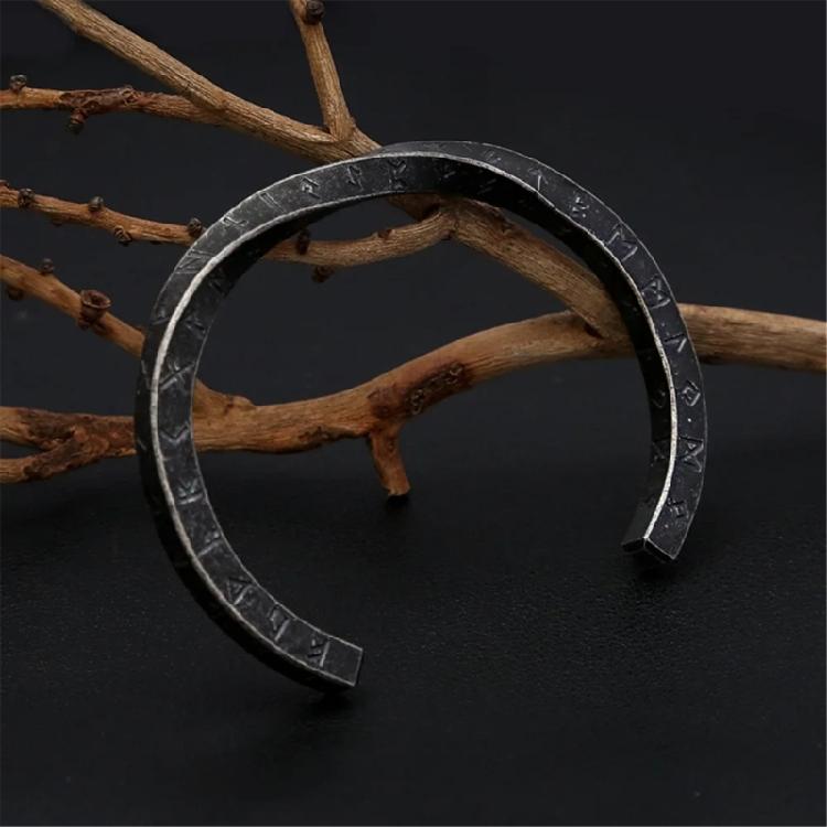 Simple Nordic Rune Bracelet Nordic Inspired Rune Open Cuff Bracelet for Men Stainless Steel Designs Bangle