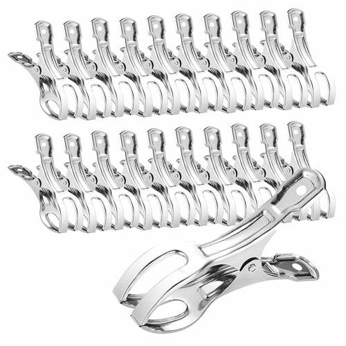 HIRAISM Clothespins, Stainless Steel, Strong, Large Size, Windproof, for Futons, Clothes Drying Rods, (Pack of 20)