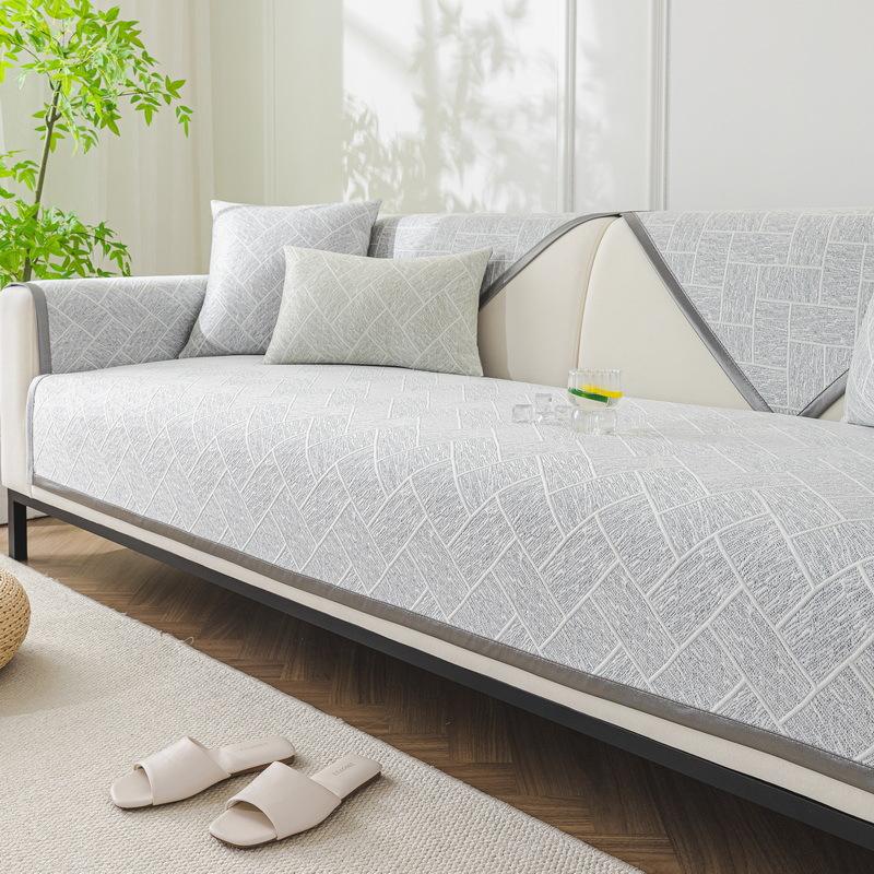 Premium Ice Silk Sofa Cushion Summer  New Sofa Mat Seat Cushion Non-Slip Straight Row Sofa Cover Cover Cloth