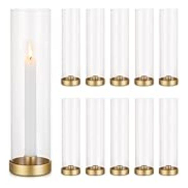 Romadedi Glass for Candlestick - 2 Pcs Clear Small Tapered Candle Holder Dec