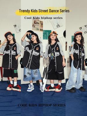 Kids' Trendy Hip Hop Baseball Uniform Set - Short Sleeve Summer Performance Costume for Boys and Girls