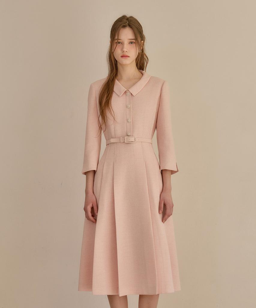 Julie And Kara 26Ss Calla138 Shebigins March Tweed Dress Pink