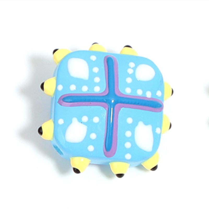 

20mm Hand-Painted Colorful Polka Dot Square Lace Beads for DIY Jewelry Making 20mm with 1.5mm hole
