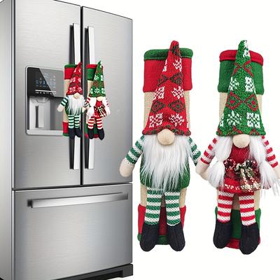 High qualityChristmas Refrigerator Door Handle Cover Christmas Handle Protector Christmas Decor Kitchen Appliances Microwave Decoration