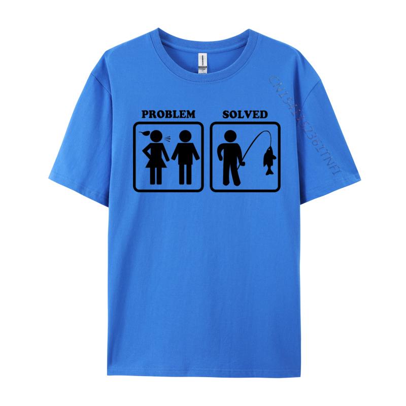 Clothing Problem Solved Funny Fishing Tshirt New Design All Cotton Tops Tees Cosie Men Luxury Designer