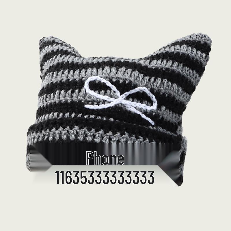 Lilang Women s Winter Striped Devil Cat Ear Knitted Hat