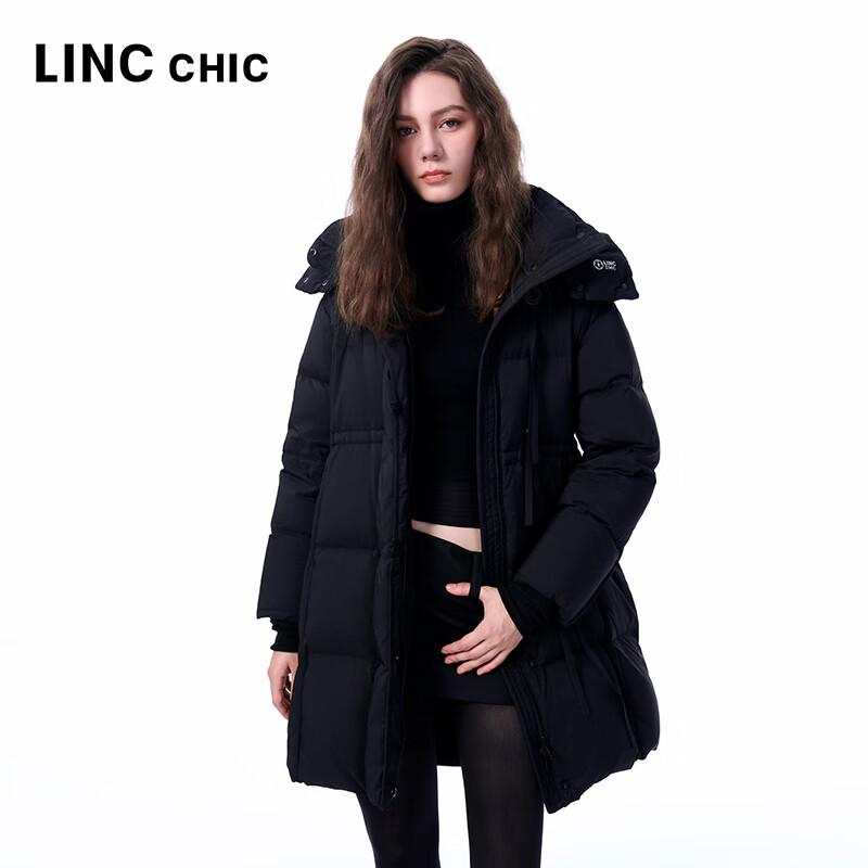 Jinyujie Women's Thickened Hooded Mid-Length Down Jacket