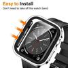 Glass+Case For Apple Watch 42 46mm 45mm 41mm 49mm 44mm 40mm Straight Edge Screen Protector Cover Case iWatch SE 6 7 8 9 10 Ultra