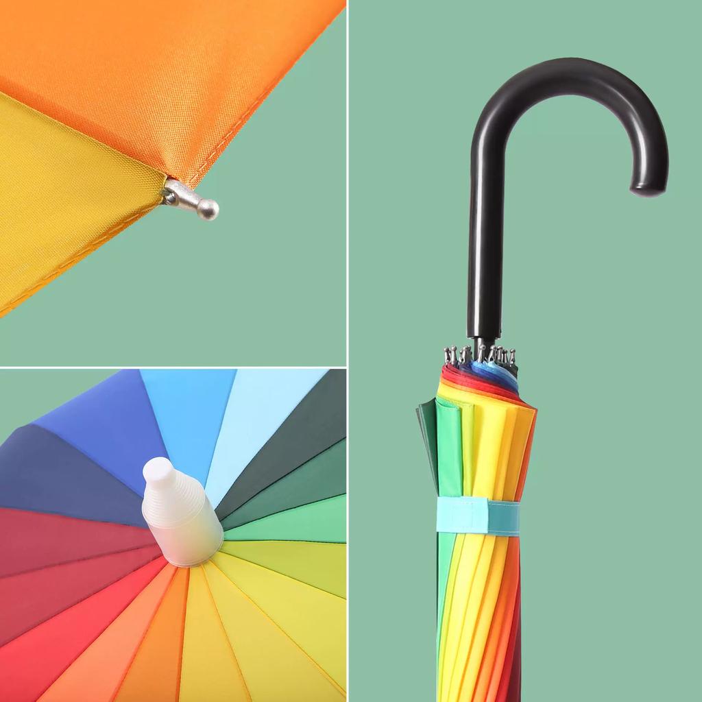 Ombrello Impermeabile Arcobaleno da Uomo, Ombrello Lungo con Manico Lungo, Automatico, Rinforzato, Robusto, Adatto per Pioggia Forte, Montabile in Auto, con Logo