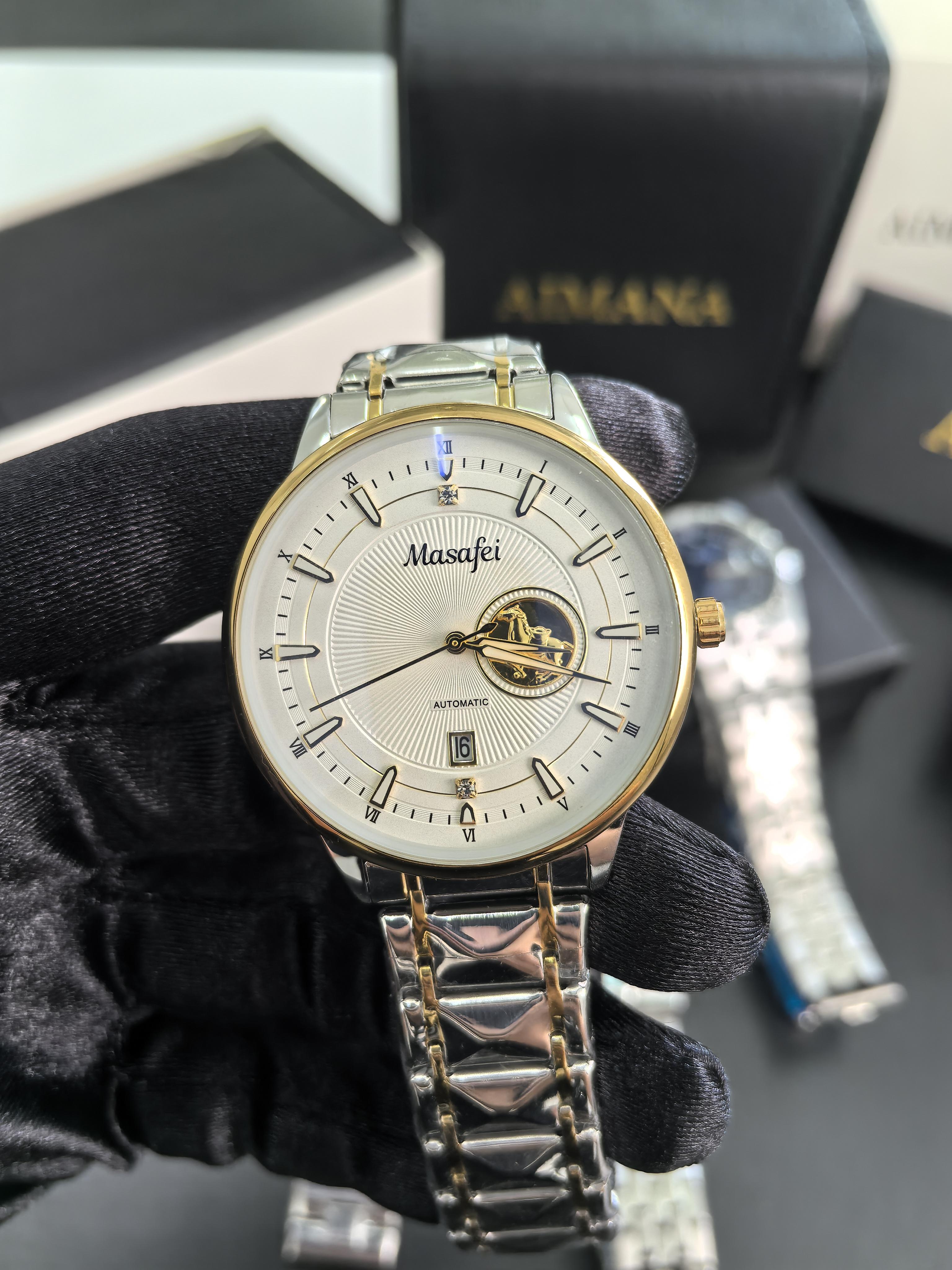 

Механическая задняя крышка, Красивые часы с Золотой Лошадью, Для стран Ближнего Востока и Кварцевые часы унисекс Yes разноцветный